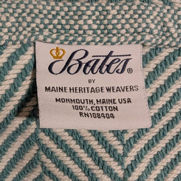 Bates Maine Heritage Weavers Cotton Herringbone Blanket Sage Green Full/Queen - Picture 3 of 12